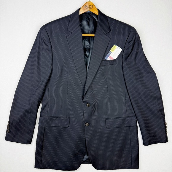 Ralph‎ Lauren Suit Jacket 40L Wool Pinstripe Blazer Navy - New With Tags NWT - Picture 1 of 11